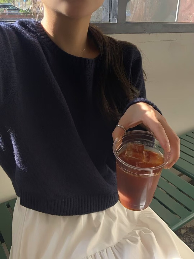 (LITER) siro saddle cashmere crop knit / 3color