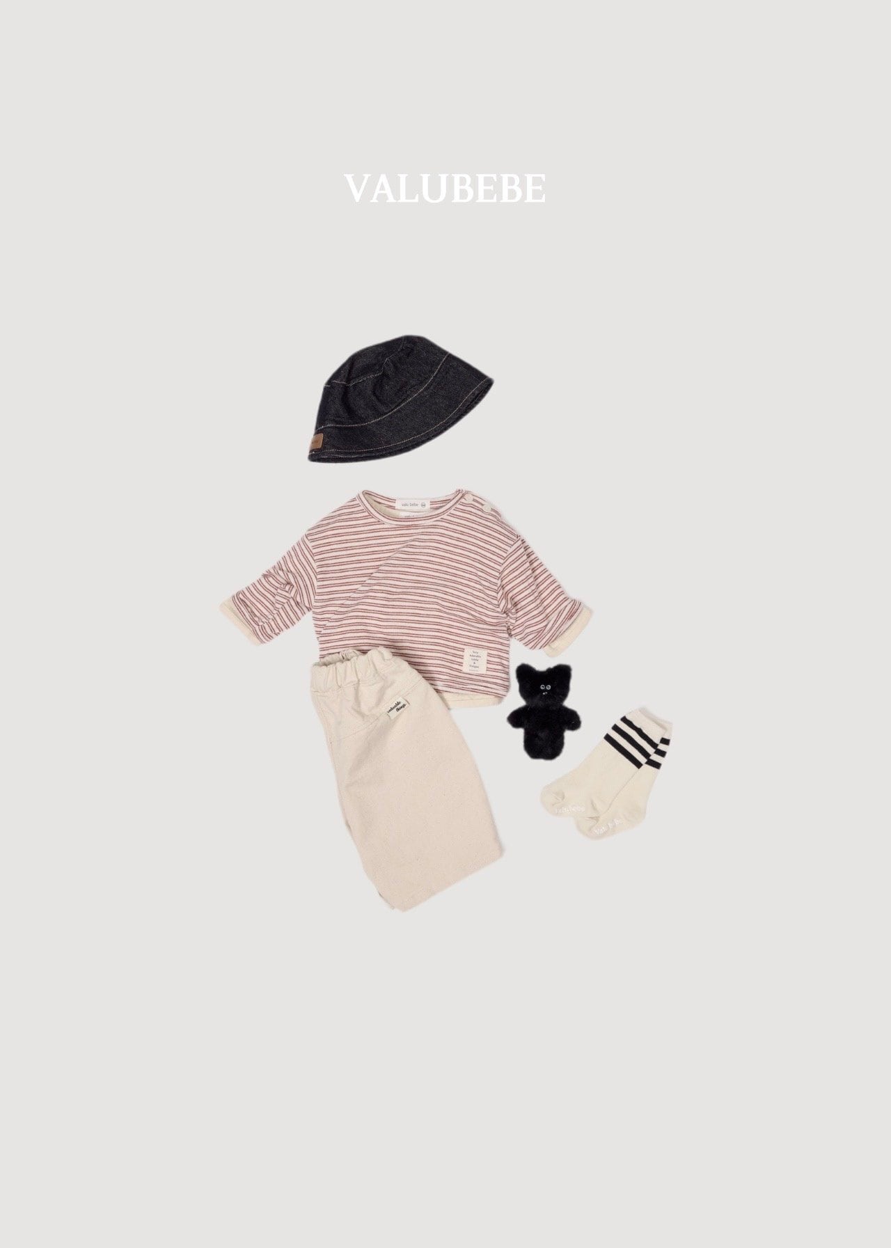 送料無料【予約】/ ストライプボタンTシャツ / valubebe