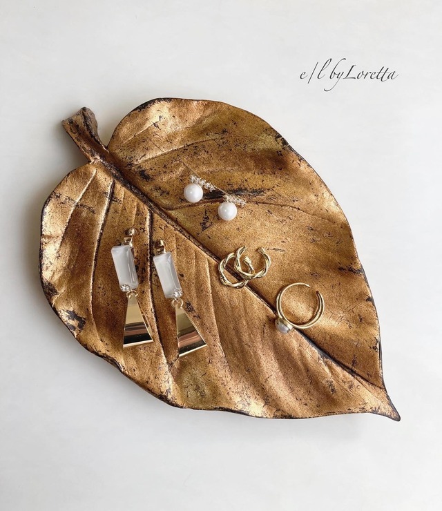 Leaf antique color accessory tray(Antique Gold)