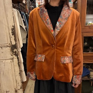 TOPANGA Lady's Velvet Floral Panel Jacket　ベルベットフローラルパネルジャケット　オレンジ　花柄　ヴィンテージ　クラシック　ゴシック　羽織　アウター
