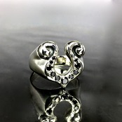 RHYTHMIC HORSESHOE RING with BLACK CUBIC ZIRCONIA  / リズミックホースシューブラックキュービックジルコニアリング