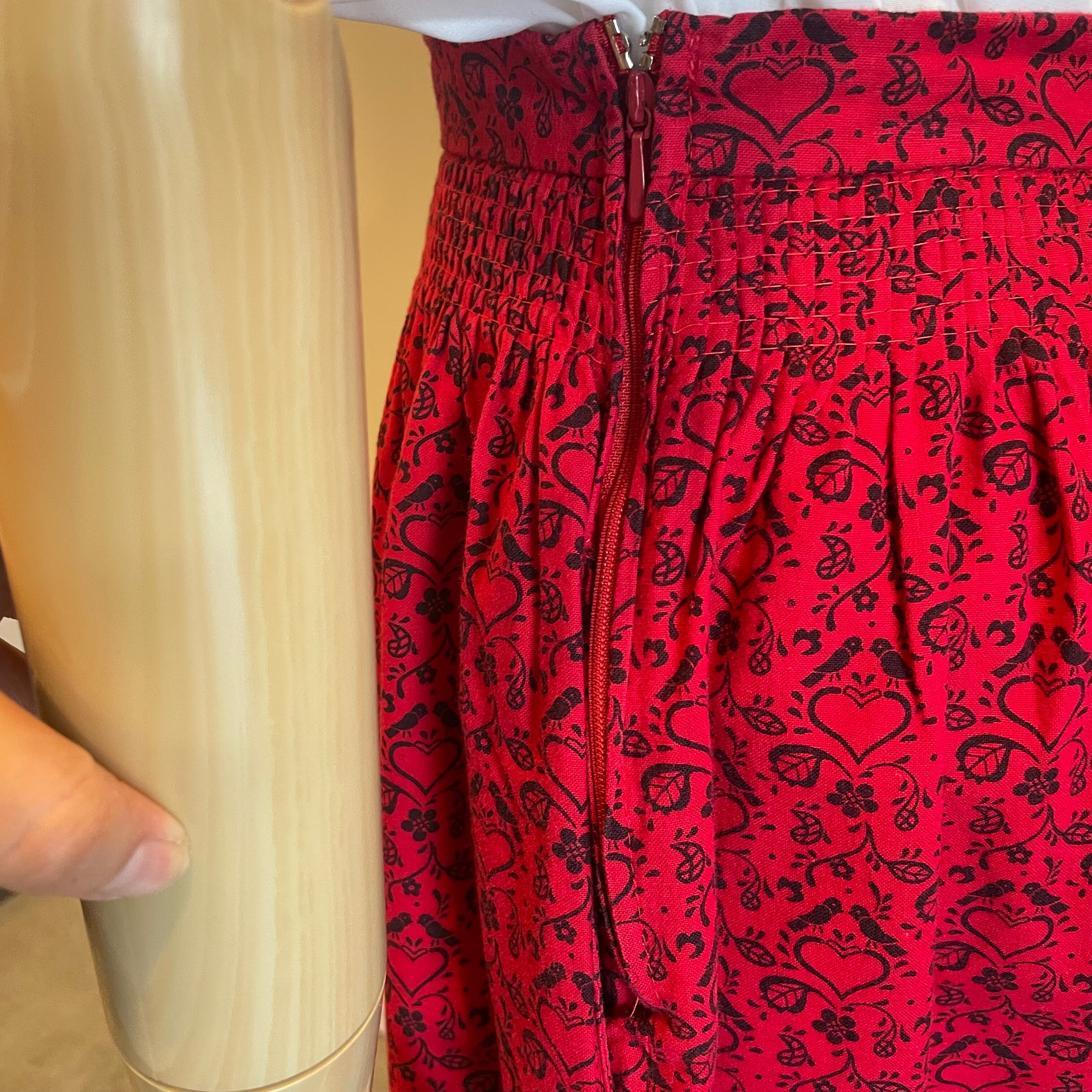 70s Vintageチロルスカート ヴィンテージ オレンジ 花柄 チロルスカート | Monique