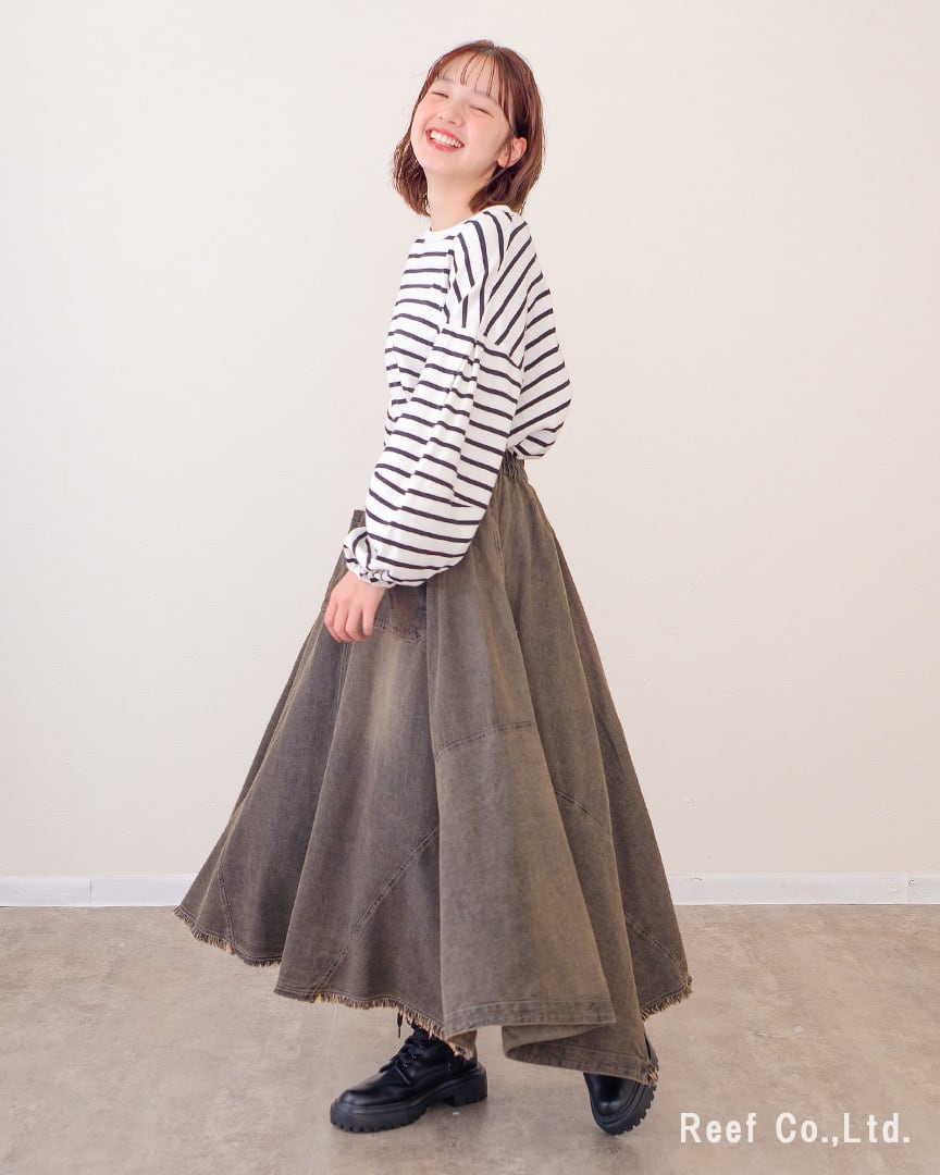 ネックスルーデニムスカート】 ST-225943 Brand：ミリロピュール