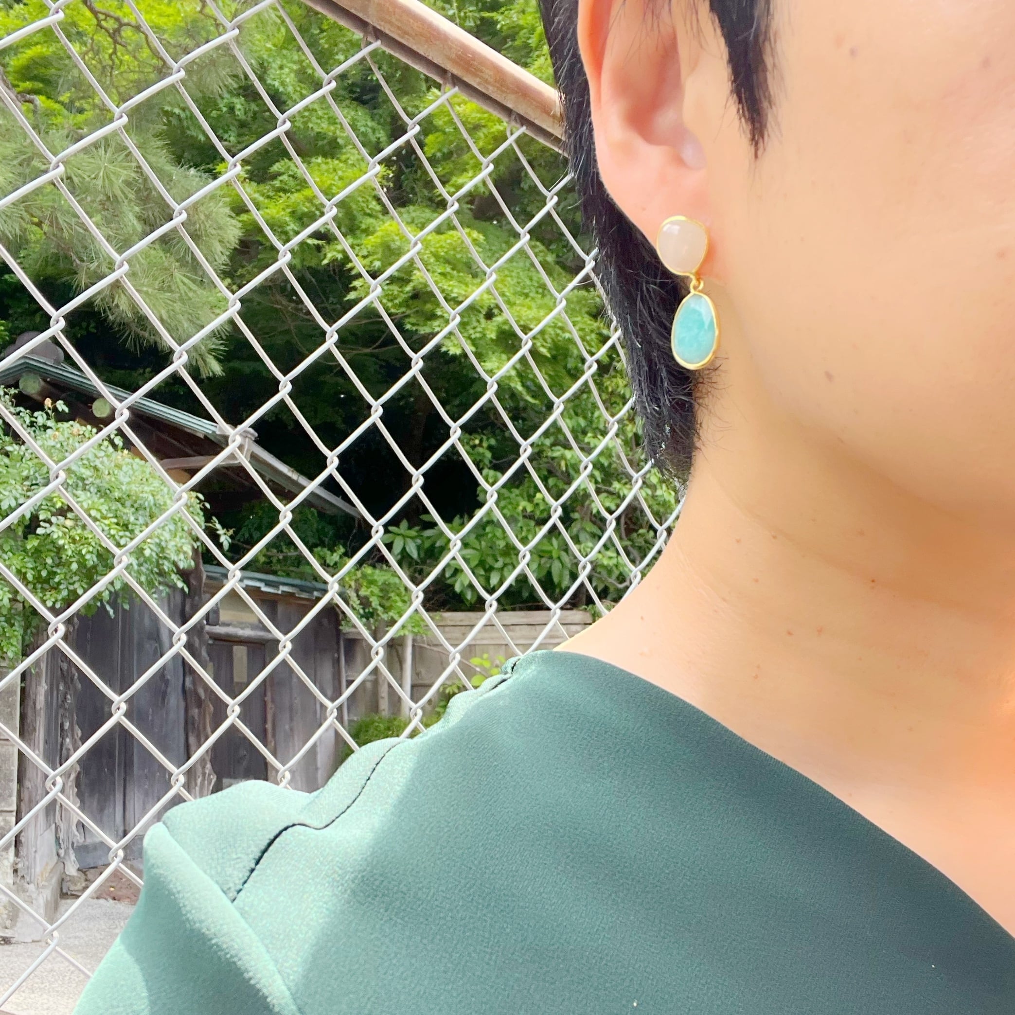 Gold Coating 2 ストーンピアス ムーンストーン＆アマゾナイト