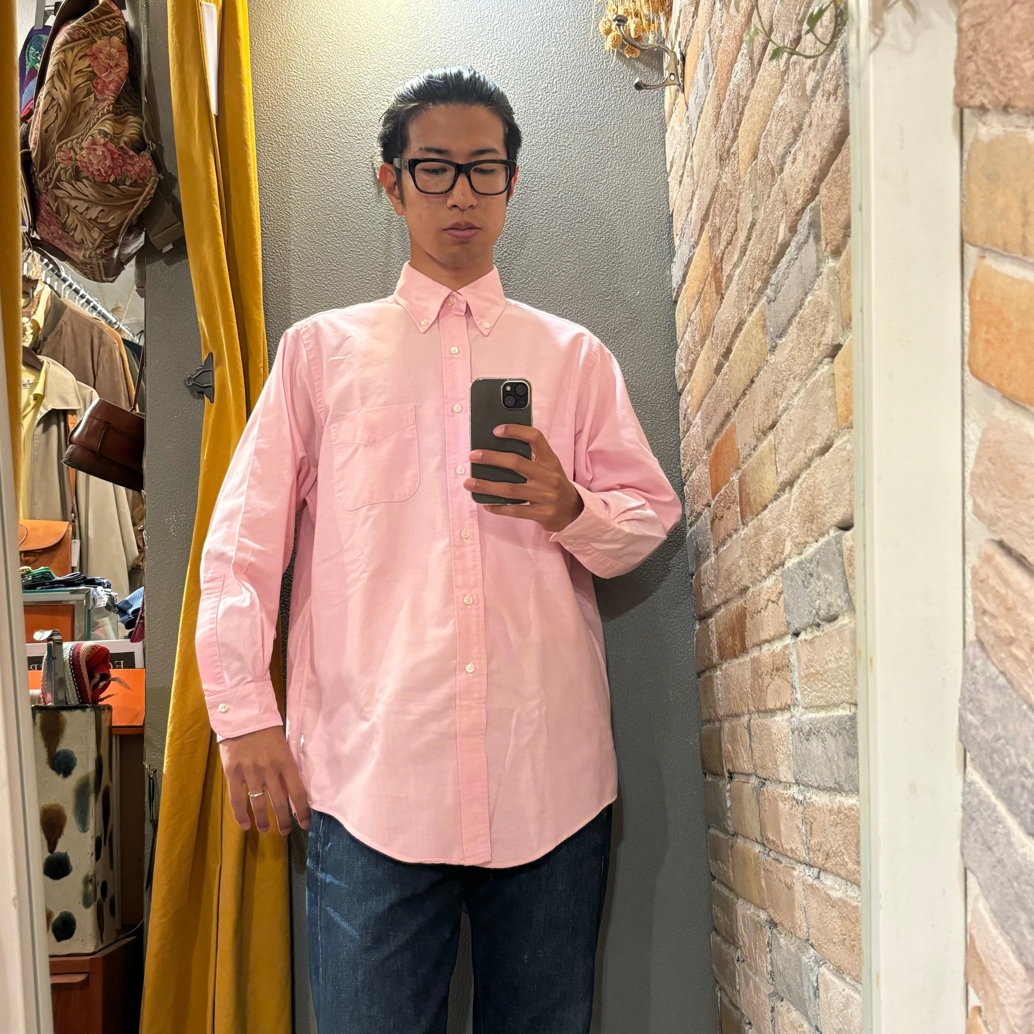 Brooks Brothers USA製 サイズ16 ピンクオックスフォード ボタンダウン 