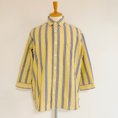 Multi Stripe Three-Quarter Sleeve Shirts　Yellow