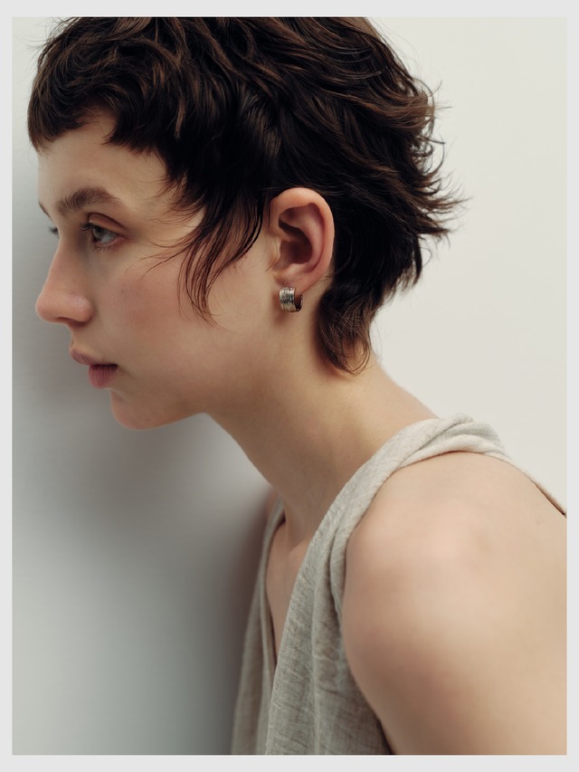 Hoop pierce -Champagne Silver-