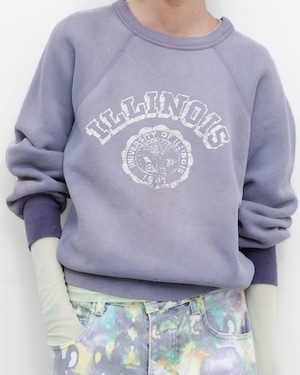 1960s good damaged raglan sweatshirt "ILLINOIS"