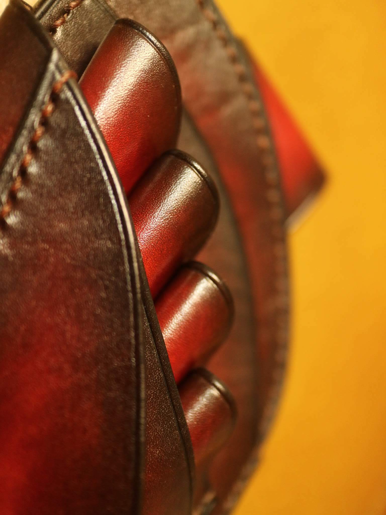 特別カラー 手染めレッドブラウンアンティーク 高級シザーケース