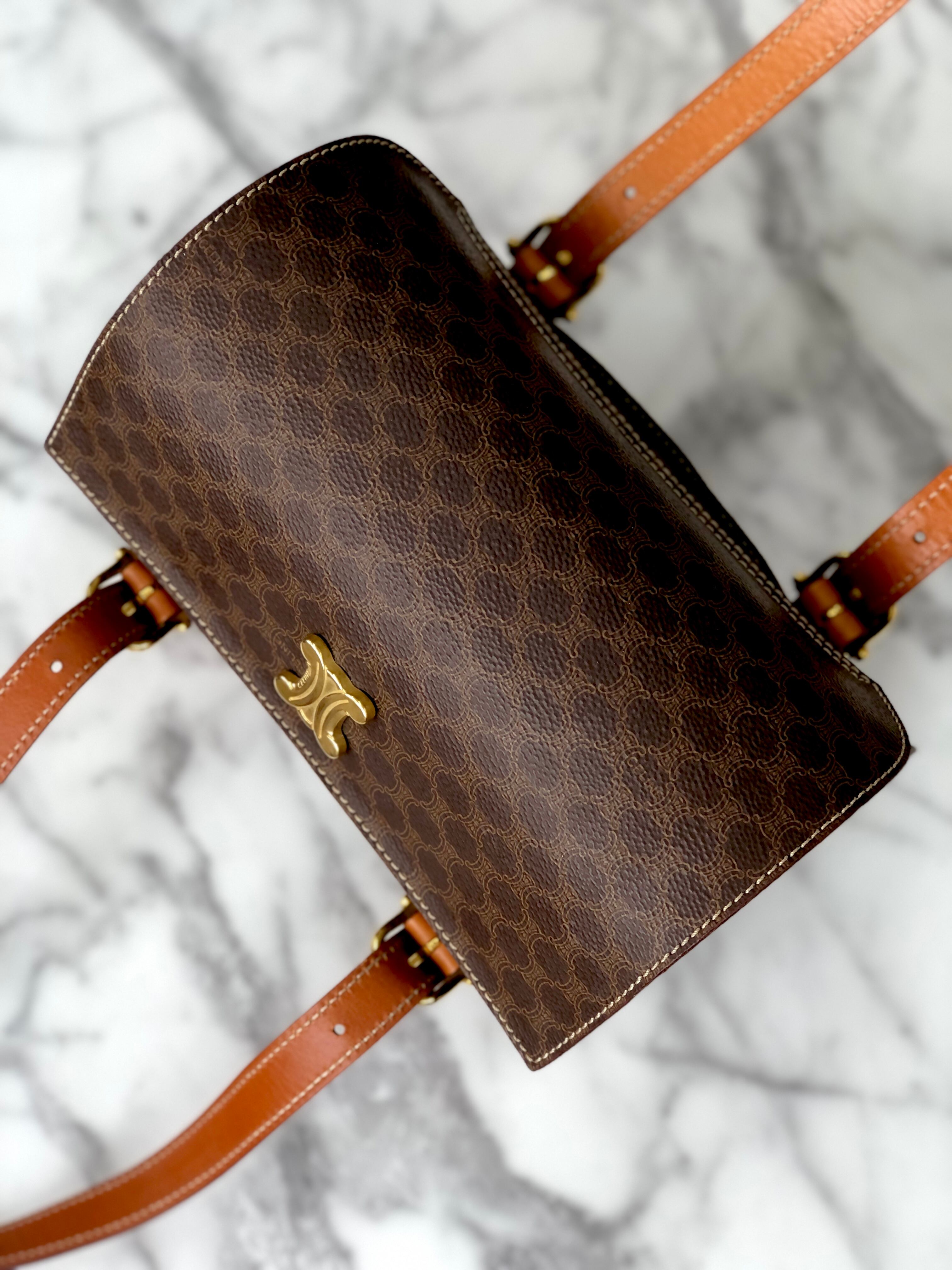 CELINE セリーヌ マカダム トリオンフ ボックス ハンドバッグ CELINE セリーヌ マカダム トリオンフ ボックス ハンドバッグ