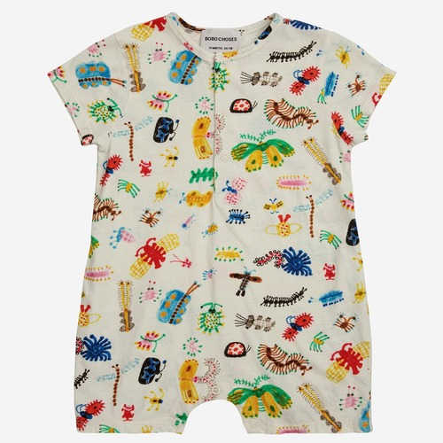 《BOBO CHOSES 2024SS》Short Sleeve Playsuit / Funny Insects all over / 12M