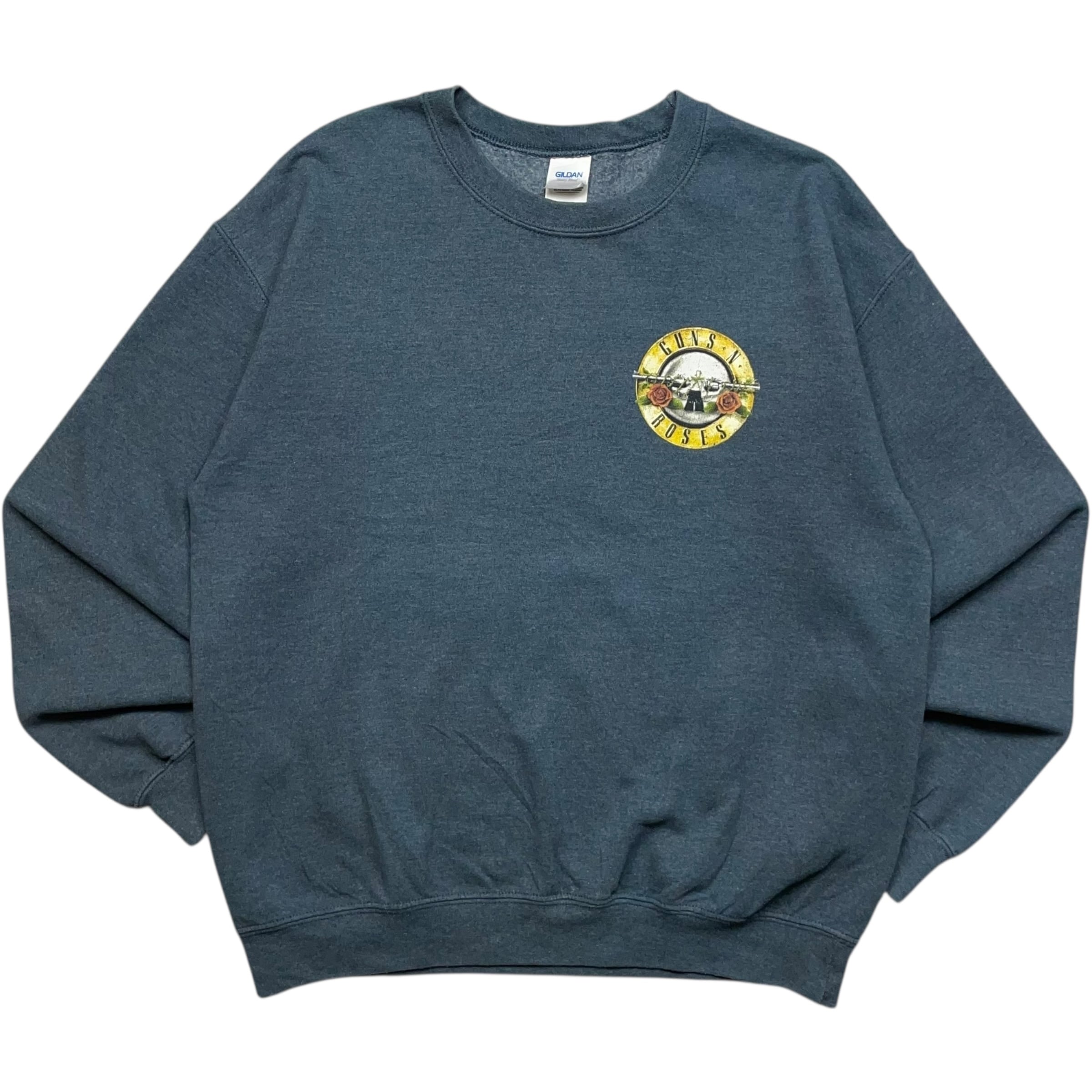 《M》 GILDAN ギルダン スウェット ガンズアンドローゼズ ガンズ プリントロゴ ワンポイント グレー no.9443