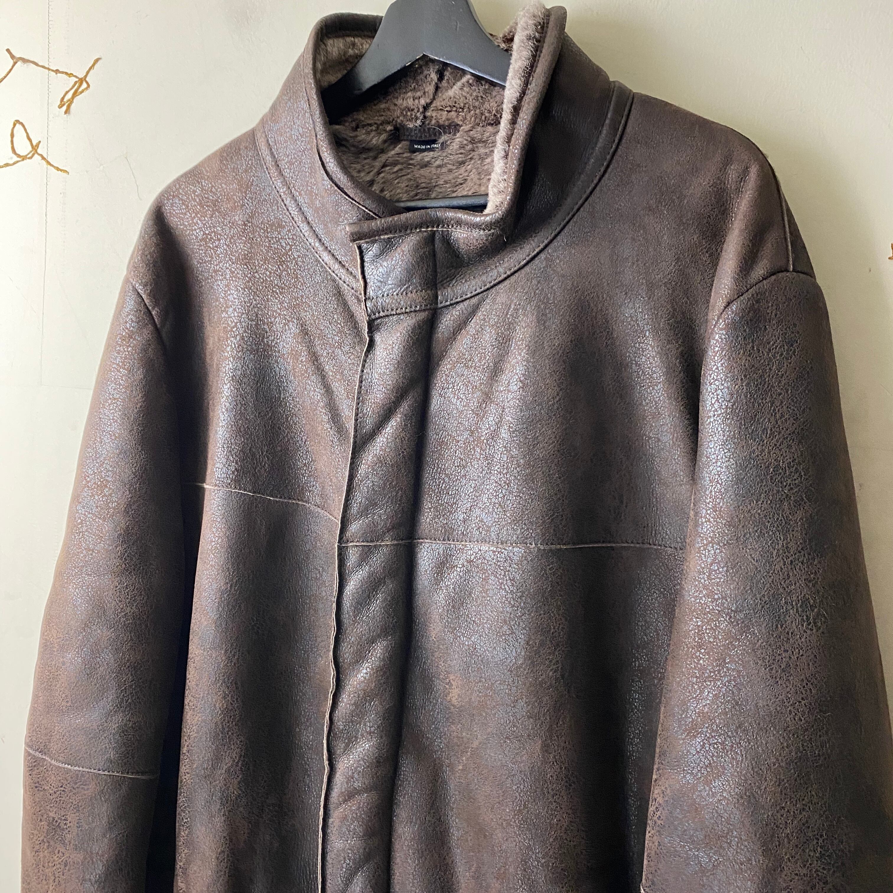 vintage EMPORIO ARMANI crack mouton coat | NOIR ONLINE
