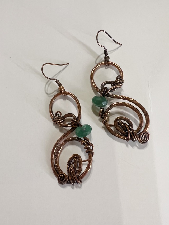 Turkey designer's copper × stone pierced earrings ( トルコ デザイナーズ 銅 × 天然石 ピアス )