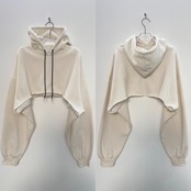fleece lining short hoodie/ecru