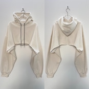 fleece lining short hoodie/ecru