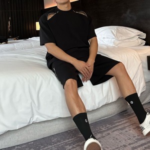 ジッパーTシャツ＆ショートパンツセットアップ（上下セット売り）　MT0530005