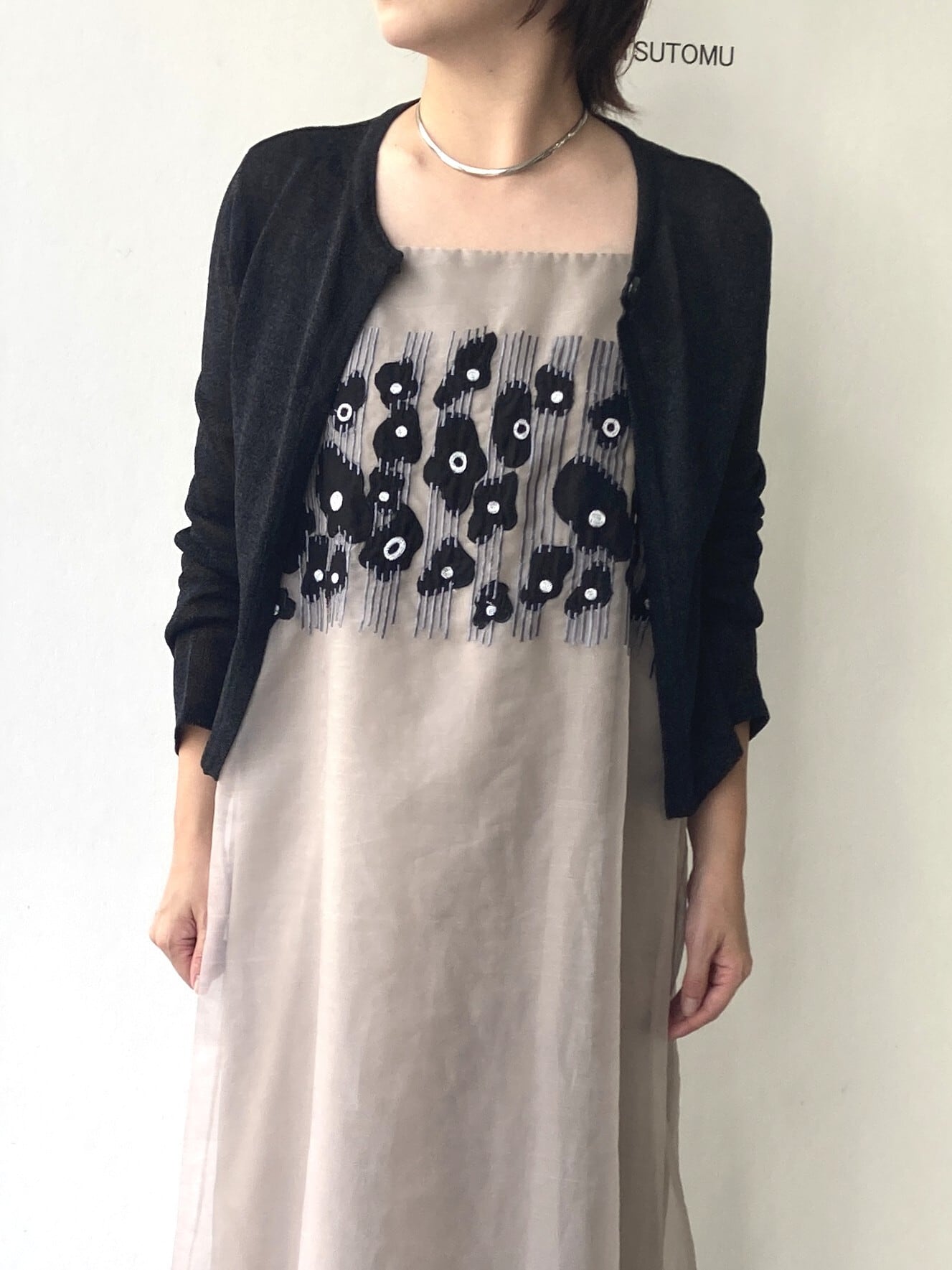 ラメカミファインカーディガン(ブラック)