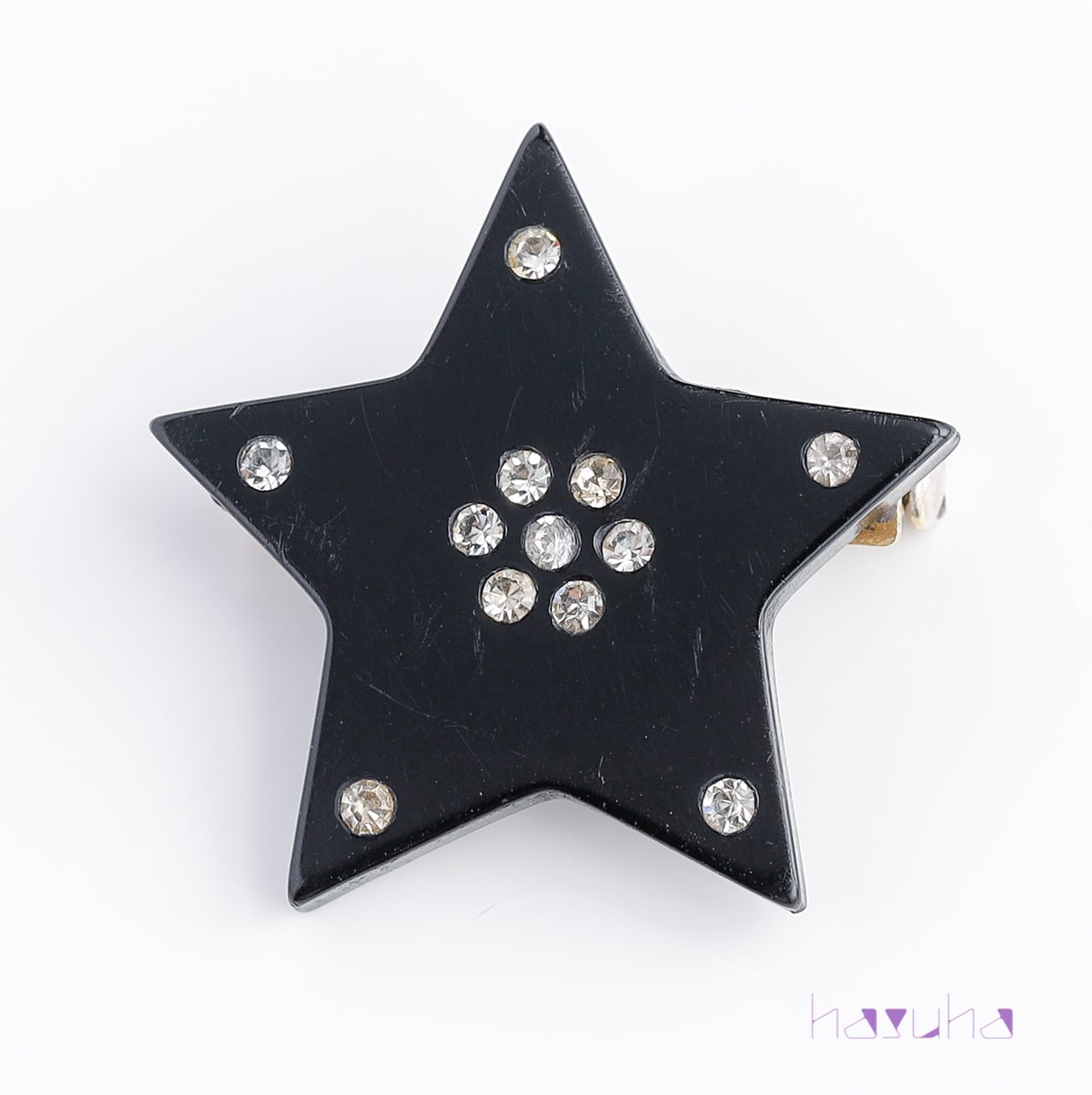 ヴィンテージ プラスチック ラインストーン スターブローチ