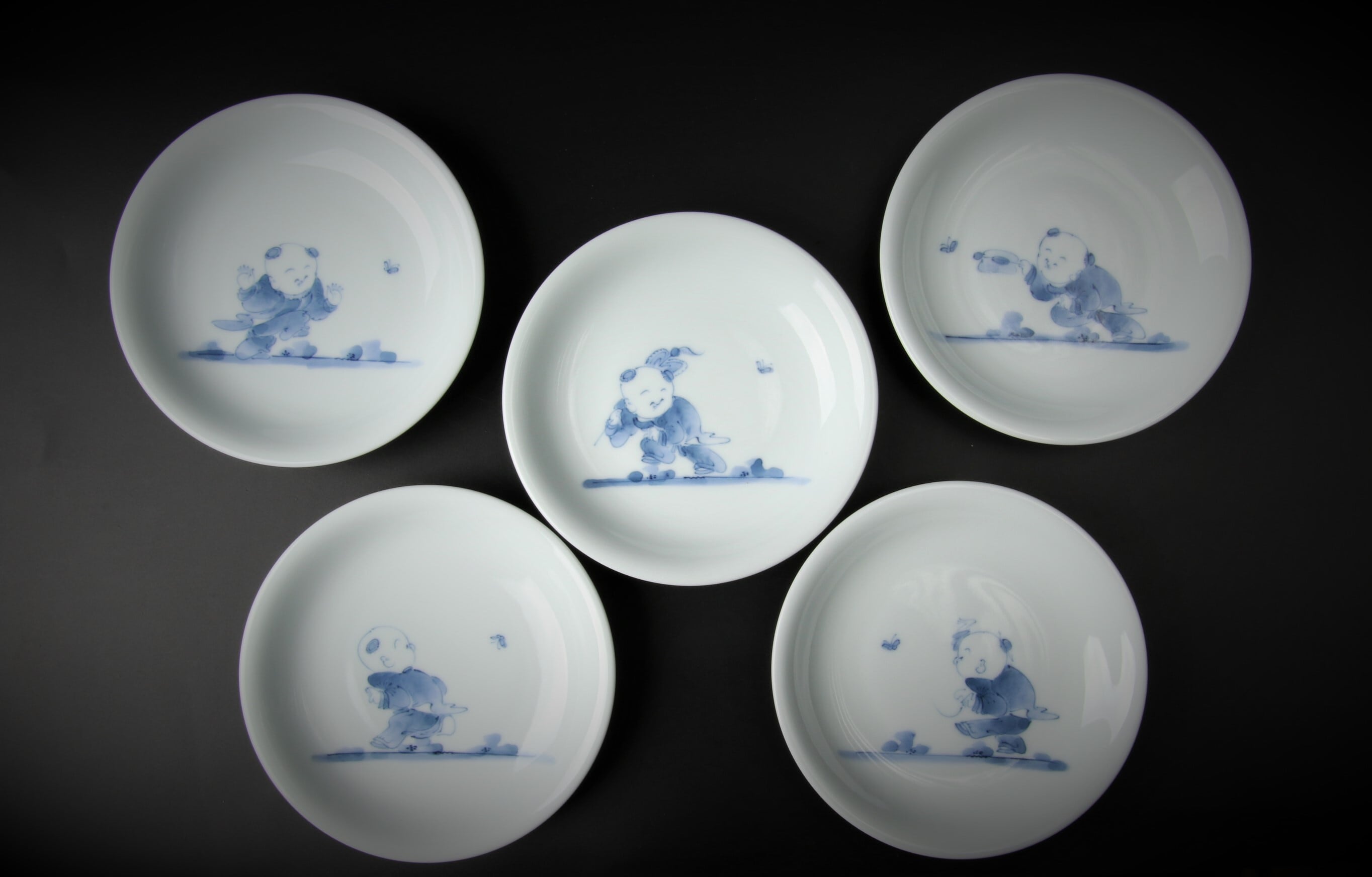 791>創作唐子4.5寸皿揃(5枚1組) 三川内焼 | 陶香堂オンラインストア