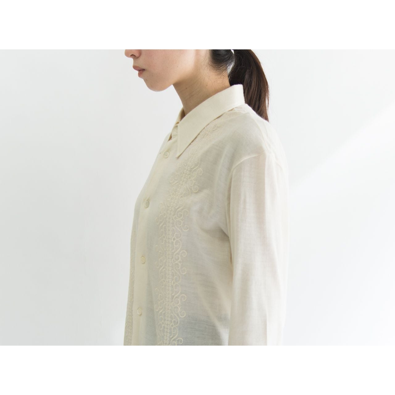 【Made in France】60-70's embroidered knit blouse（フランス製 刺繍ニットブラウス シャツ）5b