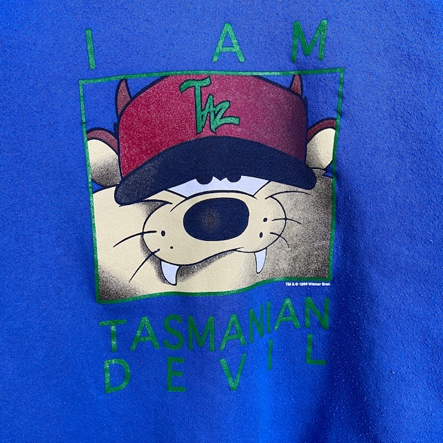 90s タズ キャラクタースウェット Looney Tunes USA製 L 青