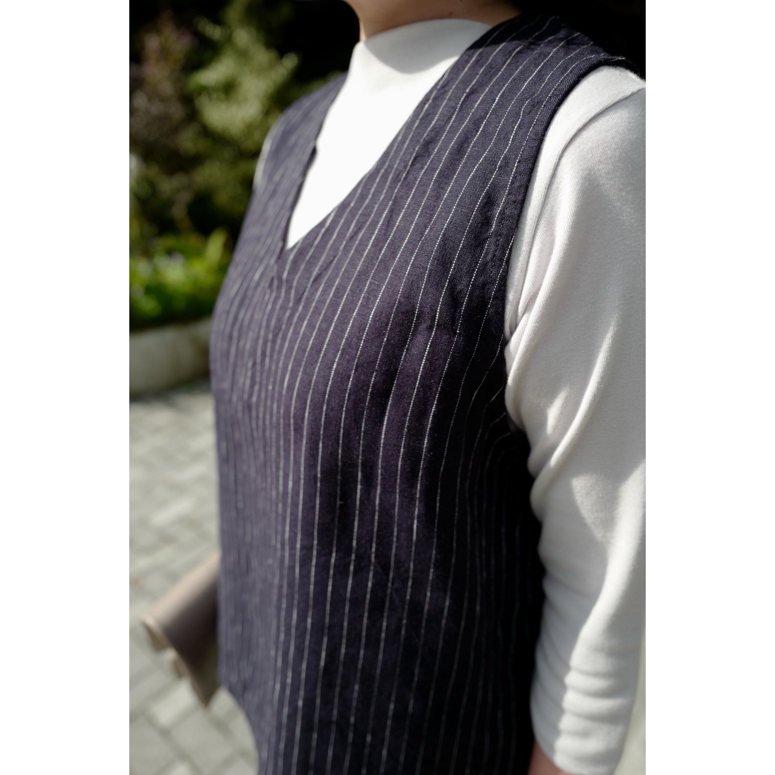 別注》fog linen work｜普通地リネンVネックベスト・ジレ（col