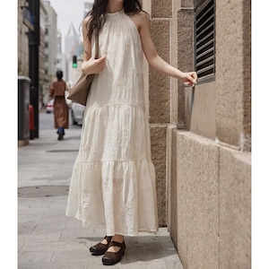 long neck no-sleeve one-piece