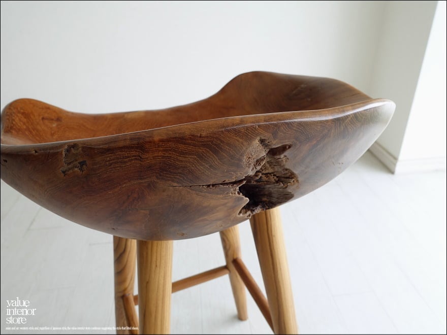 チーク無垢材 バースツールSliv/03 椅子 カウンターチェア ハイスツール イス 素朴 プリミティブ 無垢材家具 H82cm チーク無垢材 バースツールSliv⁄04 椅子 カウンターチェア ハイ