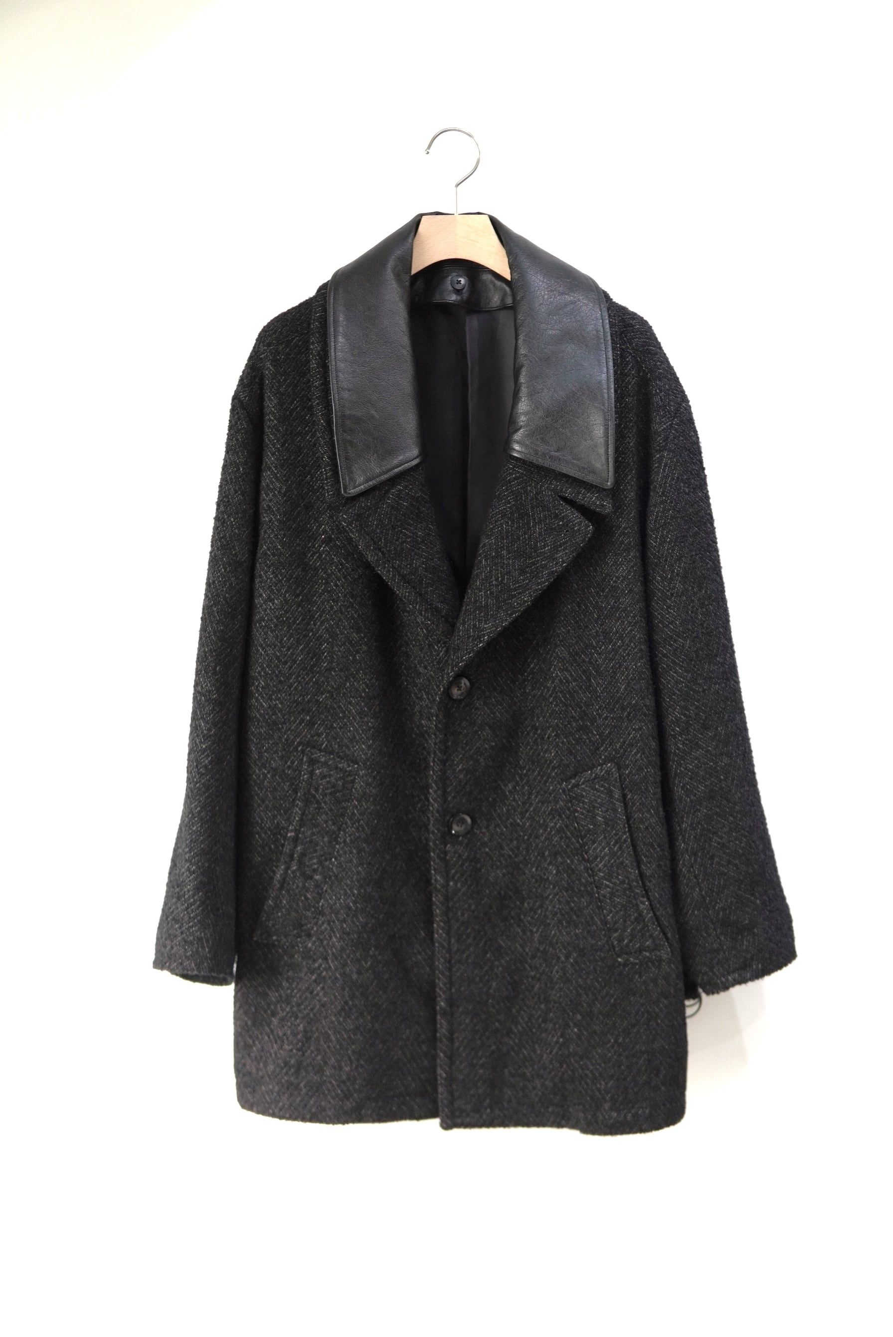 ANTHEM A / DETACHABLE COLLAR SPARKLE TWEED COAT