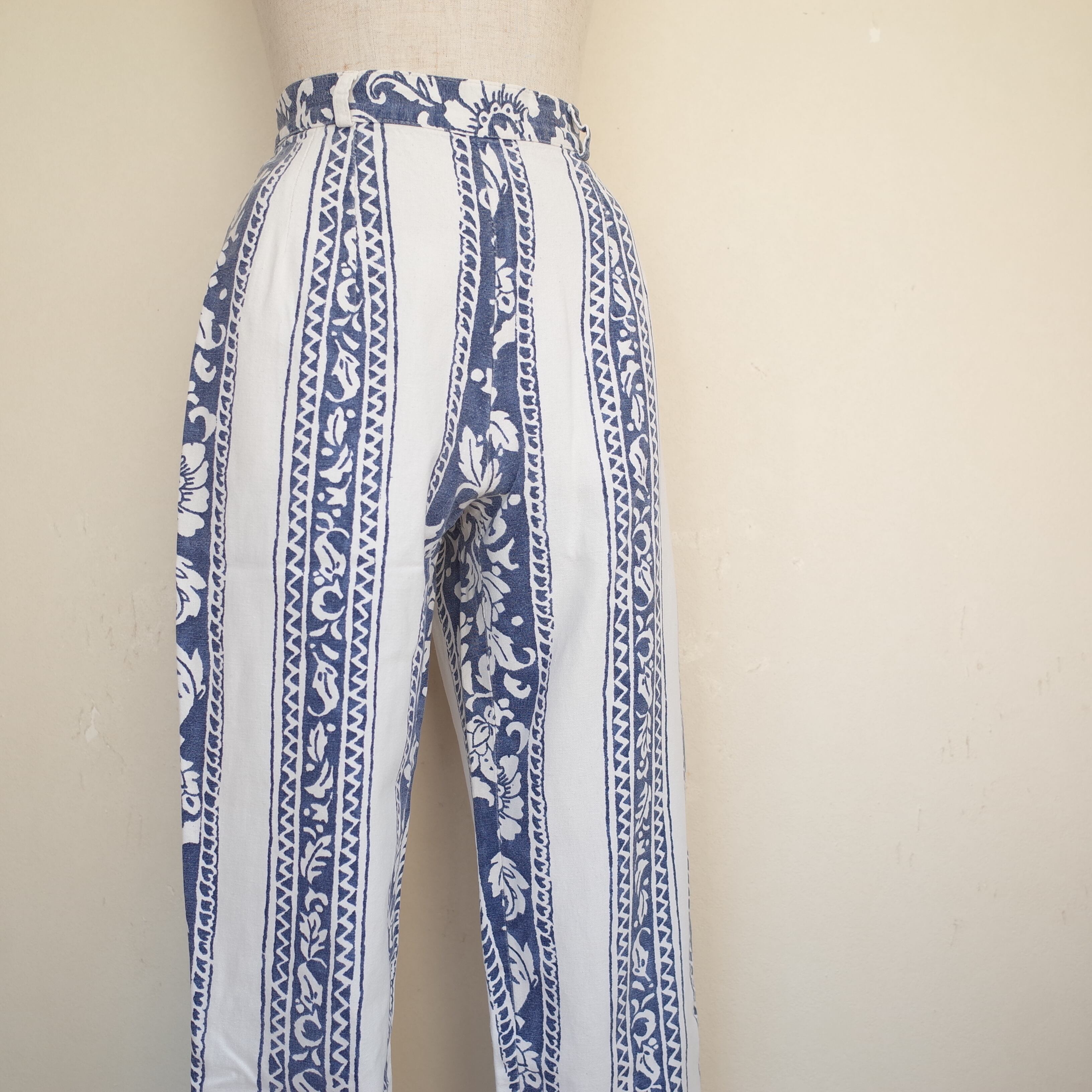 France made botanical pattern pants