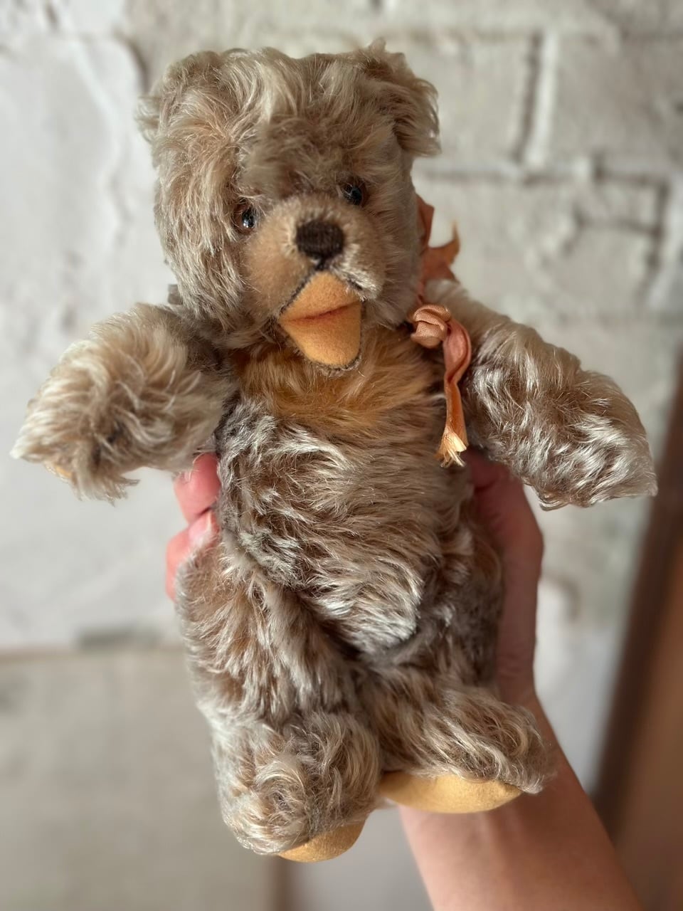 ピンクリボンのオープンマウスベア くま ぬいぐるみ | Brocante de La