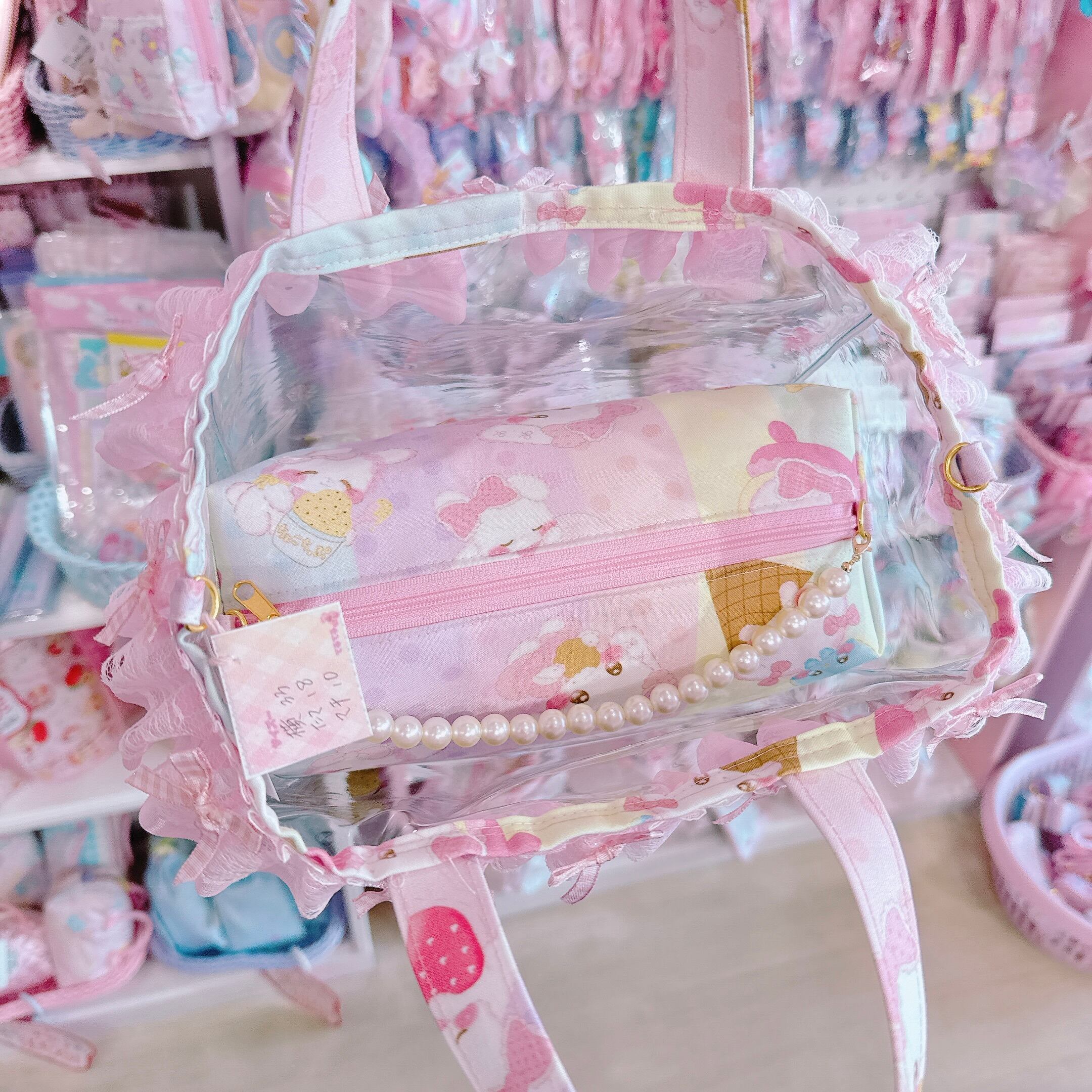 【R51】78-2 2wayPVCファスナーポーチ入りバッグ(ショルダーひも別売)
