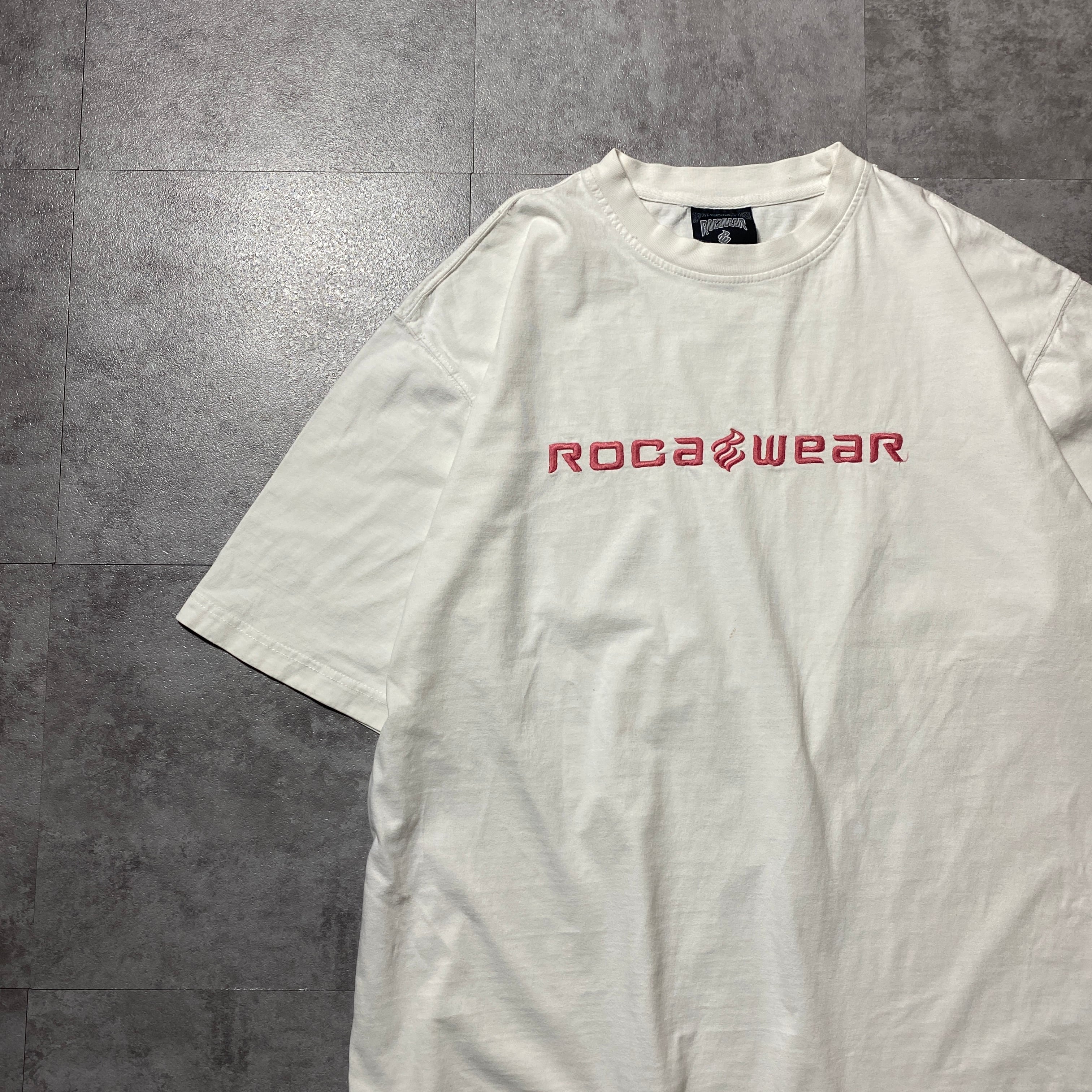 90's ROCAWEAR ロカウェア 刺繍ロゴ ホワイト 白 Tシャツ