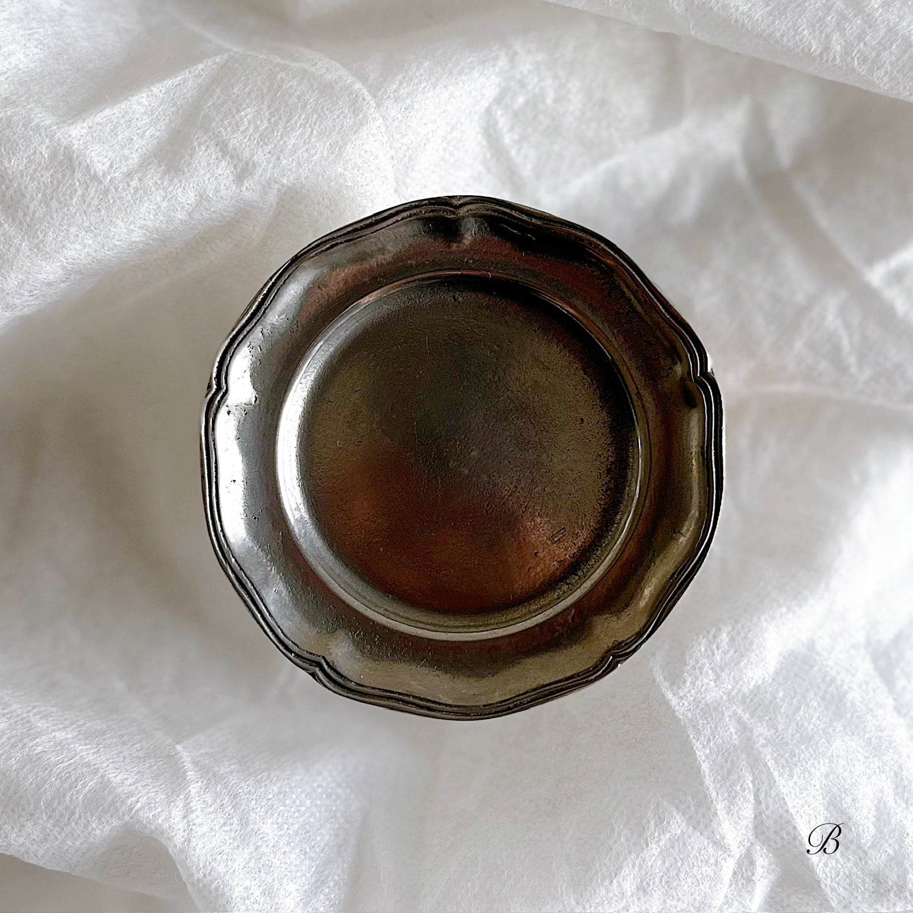 LR Étain エタン ピューター 花リム プチプレート コースター B