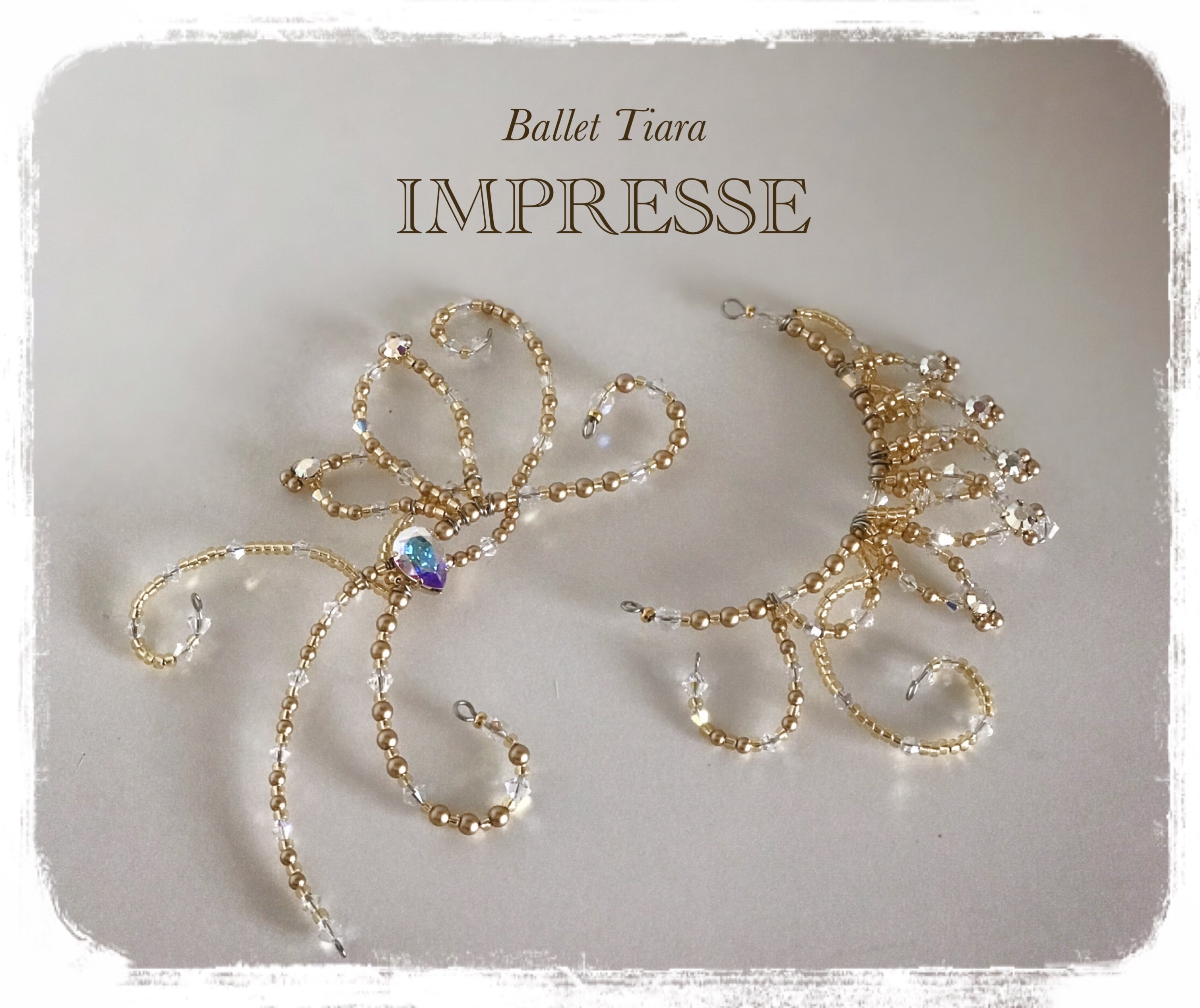 バレエティアラ 2連カチューシャ型 シルバーパール×ゴールドパール