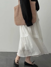レースパッチワークAライコットンリネンスカート
