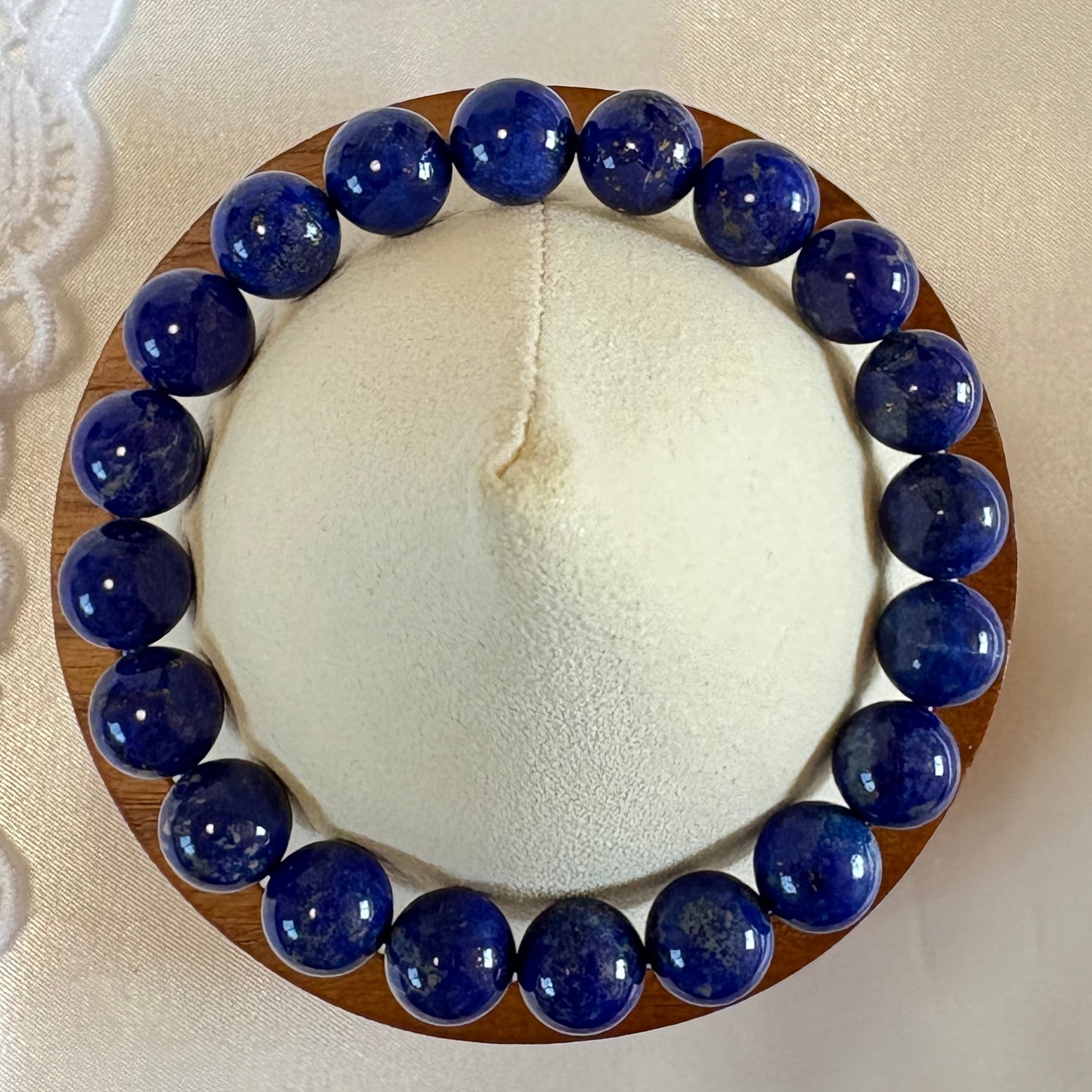 ✨幸運と知恵を呼ぶ✨ アフガニスタン産ラピスラズリ 10㎜珠 天然石ブレスレット 一点もの 無着色・無加工(内周17cm)