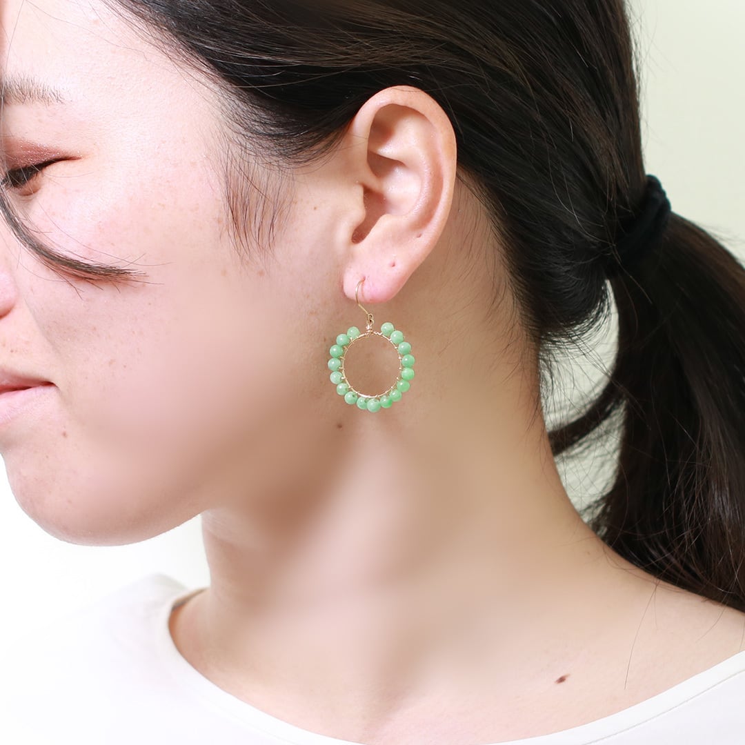 プルンと翡翠が可愛い！！翡翠フープピアス 大 A貨翡翠 mm1091