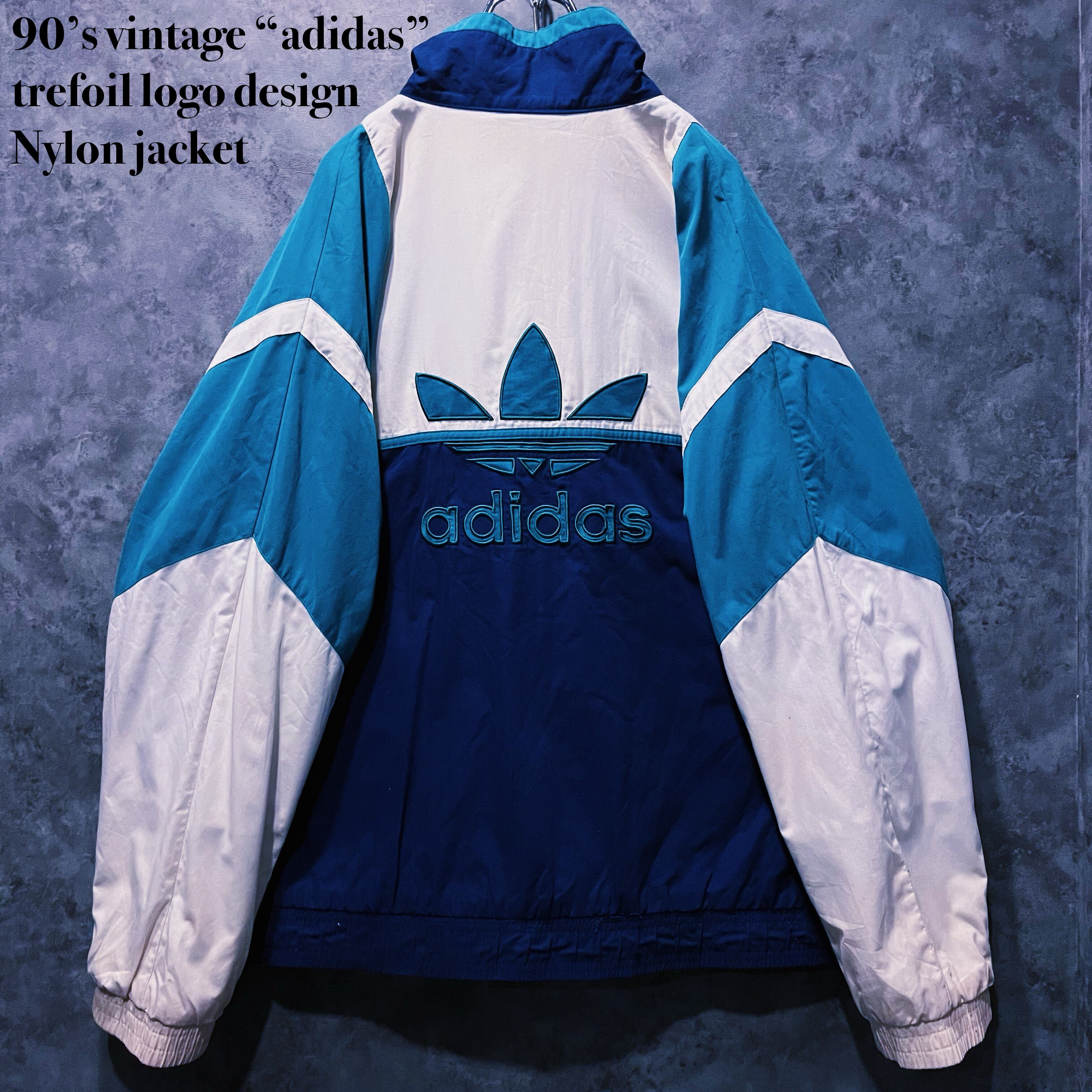【doppio】90’s vintage “adidas” trefoil logo design Nylon jacket