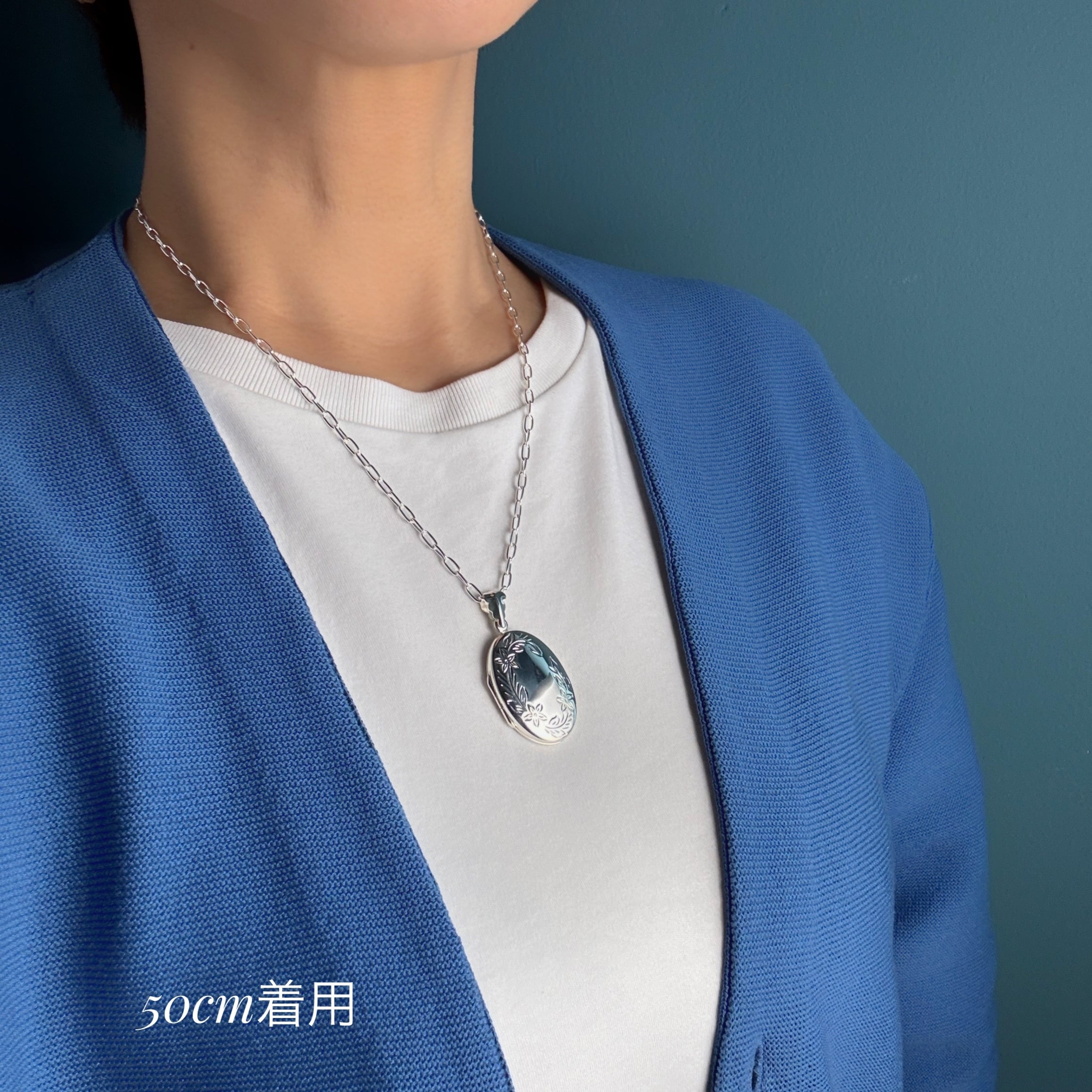 BIG フラワー オーバル ロケット ペンダント （チェーンオプション