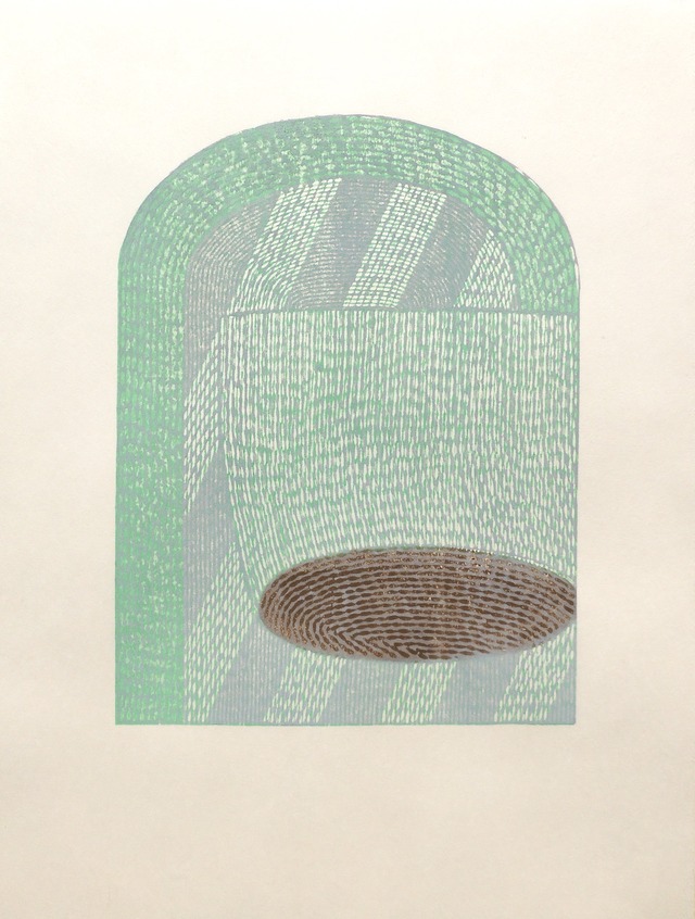竹﨑勝代 TAKEZAKI Katsuyo'Bowl of the glass'/woodcut/sheet
