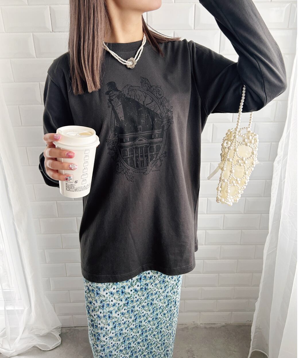 ホーンテッドマンション/ロングスリーブTシャツ/スミブラック