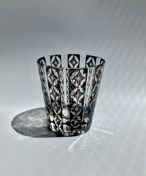 【切子グラス】花すだれ ビードロ 浪漫切子 スモーク