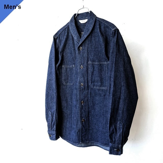 Orgueil ショールカラーデニムワークシャツ Shawl-collar denim work shirt (Indigo)