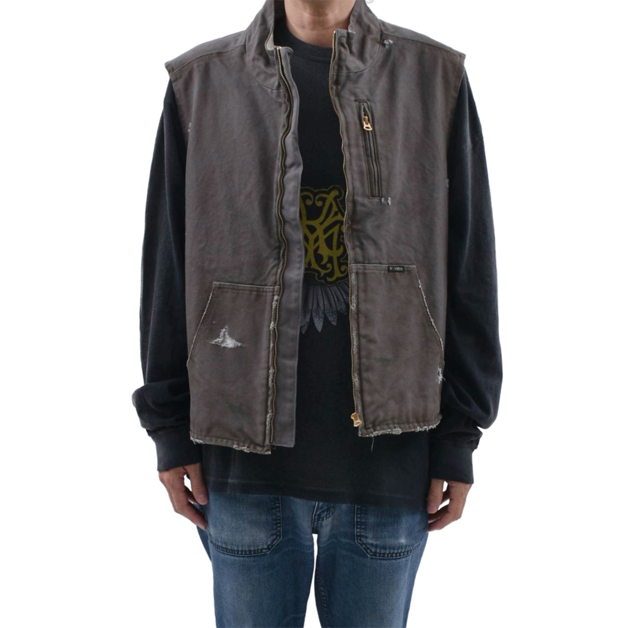 【KAMIYA】BORO Duck Vest - 1