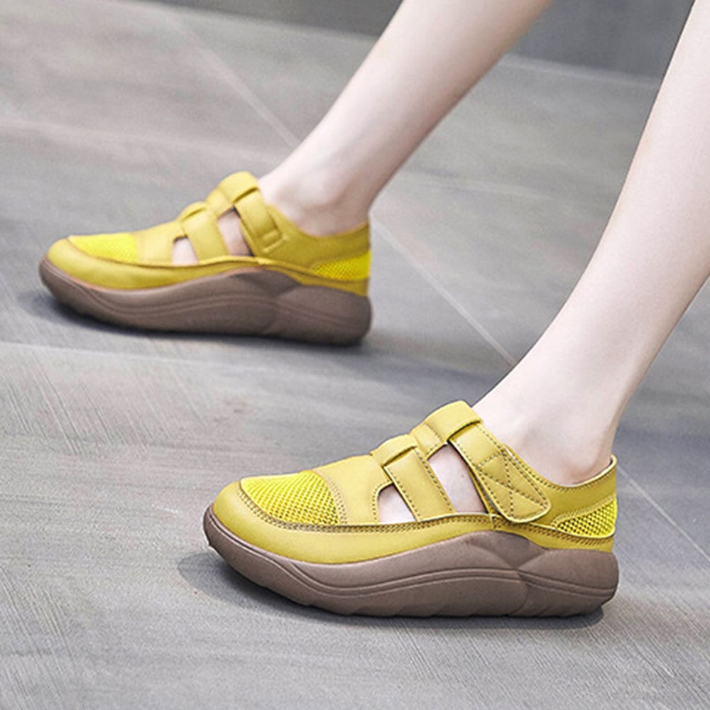 メッシュ スニーカー レディース 韓国 厚底 シューズ 通気性 春夏 蒸れない 歩きやすい マジックテープ 運動 スポーツ アウトドア 大人可愛い 大人女子