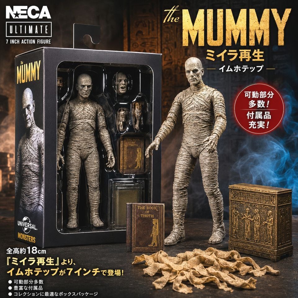 新品 NECA ネカ ユニバーサルモンスター ミイラ再生 イムホテップ 7