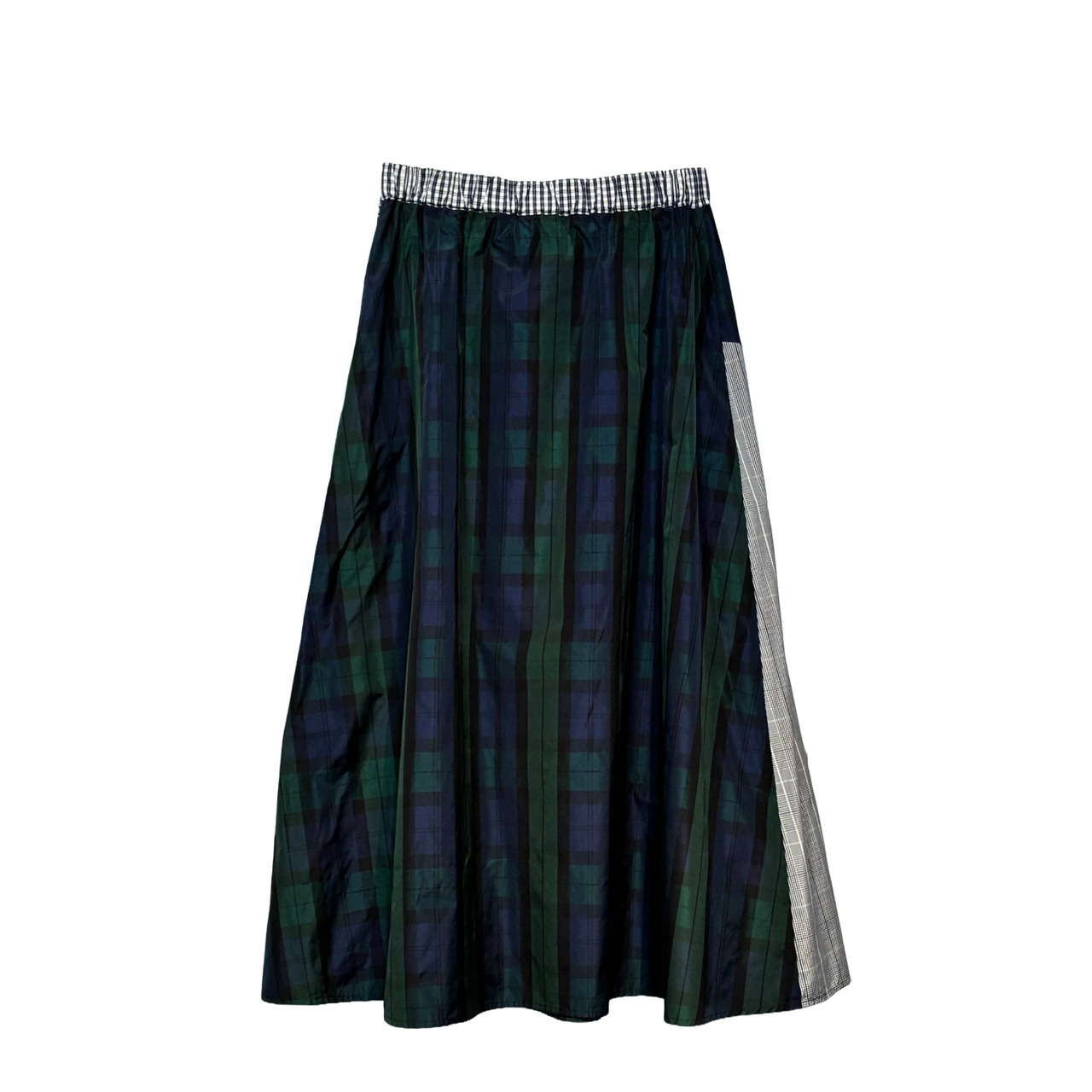 【最新作】MIXチェックパッチワークフレアースカート【264-5131】Mixed check patchwork flared skirt
