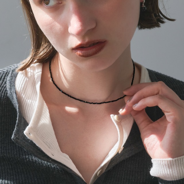 silver925 black glass necklace